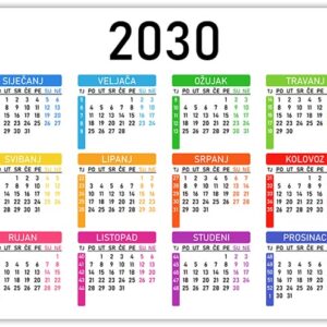 Vektorski kalendar 2030 Vektorski kalendar 2030