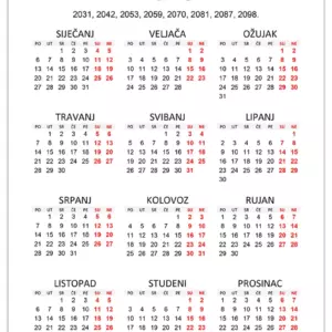 S kojom godinom se poklapa kalendarska 2025
